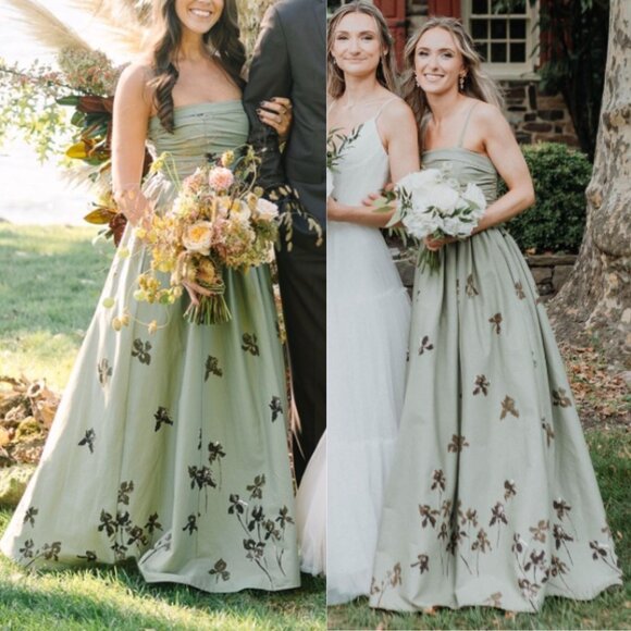 Reformation Kastoria Dress Iris Border Green Floral Maxi Gown NWT Size 12 - Picture 11 of 11